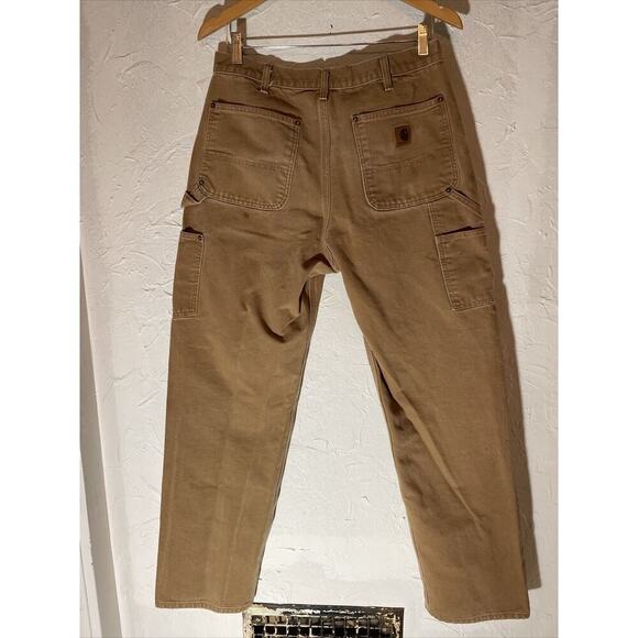 Carhartt Double Knee Work Pants Men’s 32x34 Khaki Distressed - Picture 3 of 3